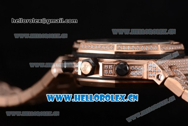 Audemars Piguet Royal Oak Offshore Seiko VK67 Quartz Rose Gold/Diamonds Case with Black Dial and Arabic Numeral Markers - Click Image to Close